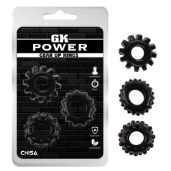 GK Power Lot de 3 Cockrings souples Gear Up Noirs